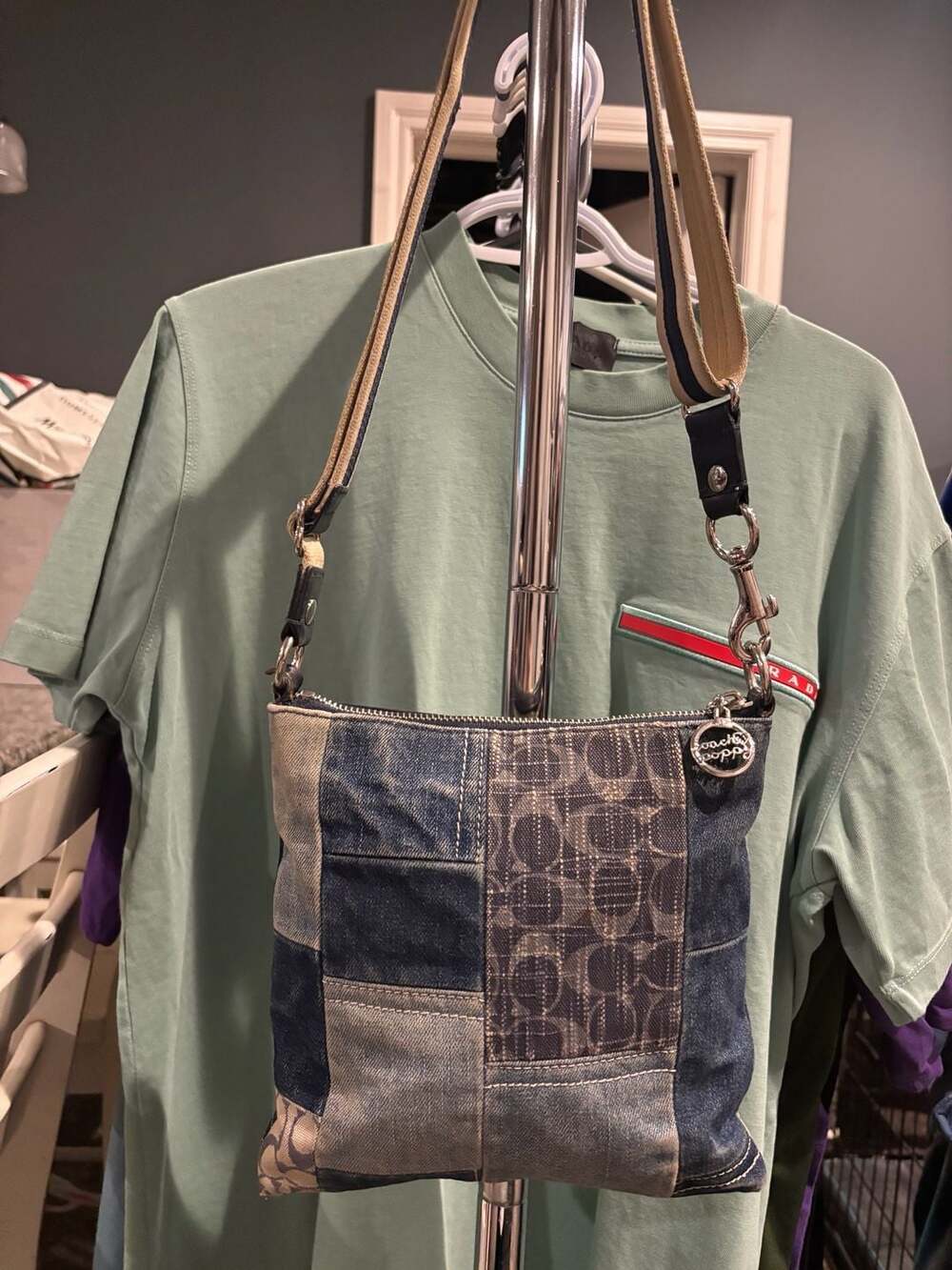Coach Poppy Y2K Denim Patchwork Crossbody Bag with Sequin Heart
